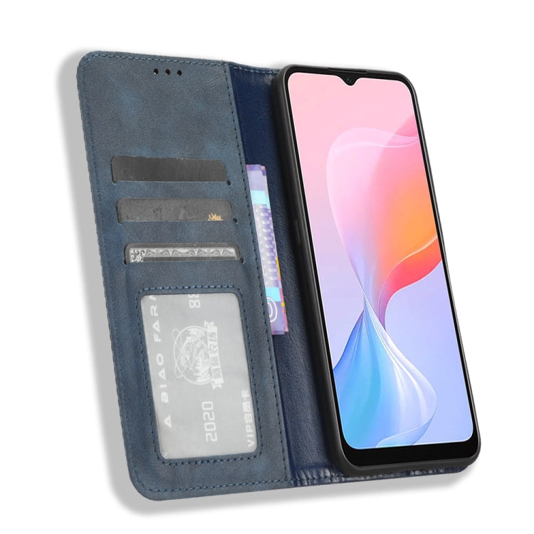 For Blackview A85 Magnetic Buckle Retro Texture Leather Phone Case(Blue) - More Brand by buy2fix | Online Shopping UK | buy2fix