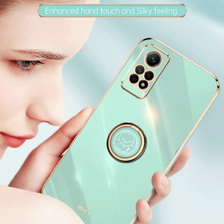 For Xiaomi Redmi Note 12 Pro 4G XINLI Straight Edge 6D Electroplate TPU Phone Case with Ring Holder(Mint Green) - Xiaomi Cases by XINLI | Online Shopping UK | buy2fix