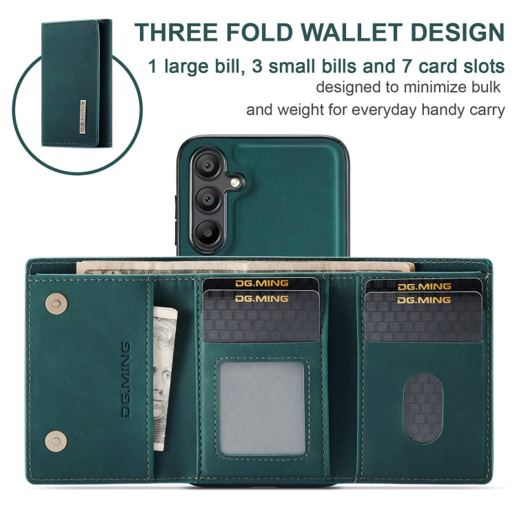 For Samsung Galaxy A15 5G / A15 4G DG.MING M1 Series 3-Fold Multi Card Wallet + Magnetic Phone Case(Green) - Galaxy Phone Cases by DG.MING | Online Shopping UK | buy2fix