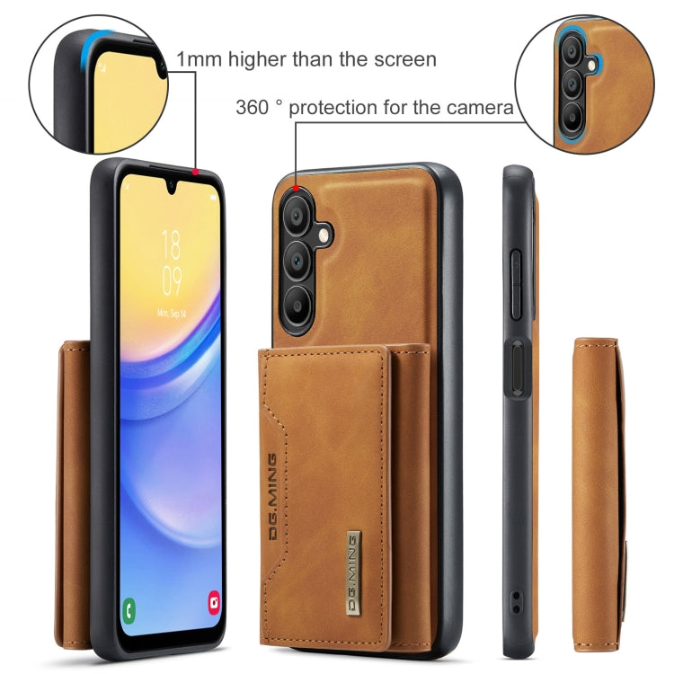 For Samsung Galaxy A15 5G / A15 4G DG.MING M2 Series 3-Fold Multi Card Bag + Magnetic Phone Case(Brown) - Galaxy Phone Cases by DG.MING | Online Shopping UK | buy2fix