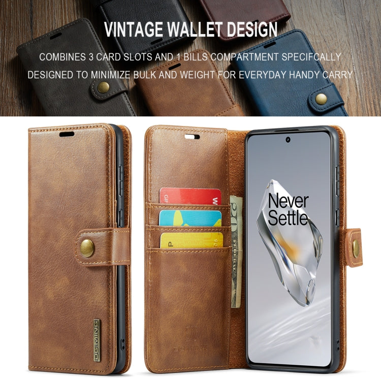 For OnePlus 12 DG.MING Crazy Horse Texture Detachable Magnetic Leather Case(Brown) - OnePlus Cases by DG.MING | Online Shopping UK | buy2fix