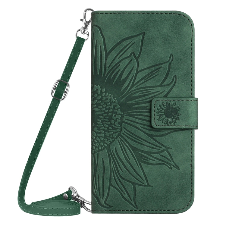 For Xiaomi Redmi 12 5G Skin Feel Sun Flower Embossed Flip Leather Phone Case with Lanyard(Green) - Xiaomi Cases by buy2fix | Online Shopping UK | buy2fix