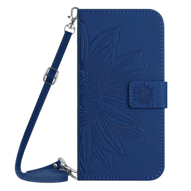 For Xiaomi Redmi 13C 4G Skin Feel Sun Flower Embossed Flip Leather Phone Case with Lanyard(Dark Blue) - 13C Cases by buy2fix | Online Shopping UK | buy2fix