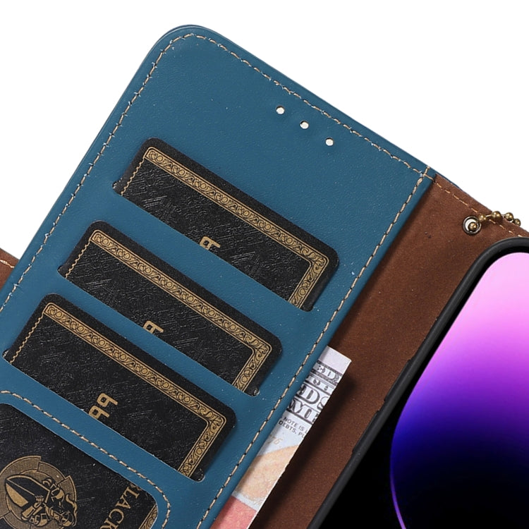 For Xiaomi Redmi K70E / Poco X6 Pro Genuine Leather Magnetic RFID Leather Phone Case(Blue) - K70E Cases by buy2fix | Online Shopping UK | buy2fix