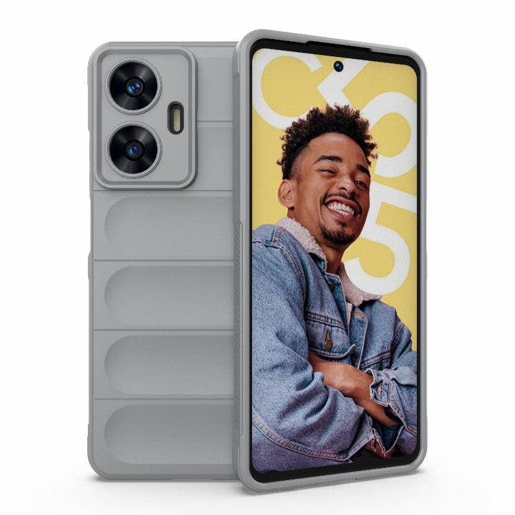 For Realme C55 4G Magic Shield TPU + Flannel Phone Case(Grey) - Realme Cases by buy2fix | Online Shopping UK | buy2fix