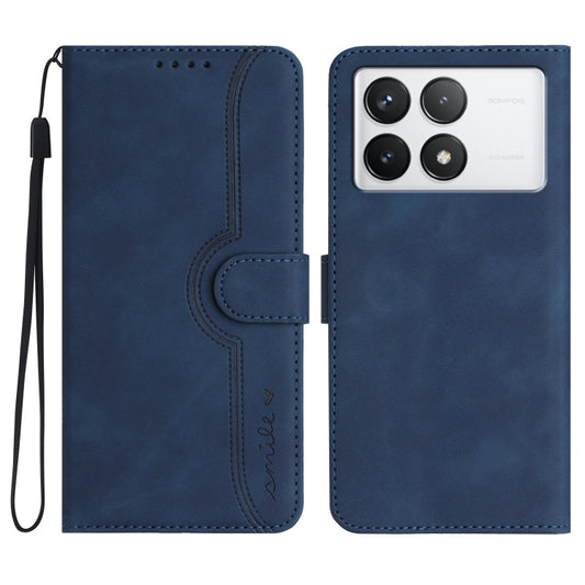 For Xiaomi Redmi K70 Heart Pattern Skin Feel Leather Phone Case(Royal Blue) - K70 Cases by buy2fix | Online Shopping UK | buy2fix