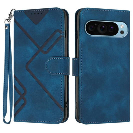 For Google Pixel 9 Line Pattern Skin Feel Leather Phone Case(Royal Blue) - Google Cases by buy2fix | Online Shopping UK | buy2fix