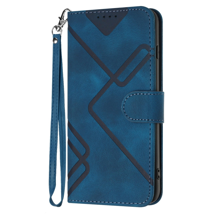 For OnePlus 11 Line Pattern Skin Feel Leather Phone Case(Royal Blue) - OnePlus Cases by buy2fix | Online Shopping UK | buy2fix