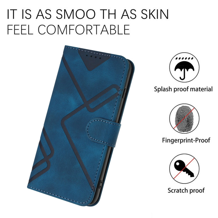 For OnePlus 11 Line Pattern Skin Feel Leather Phone Case(Royal Blue) - OnePlus Cases by buy2fix | Online Shopping UK | buy2fix