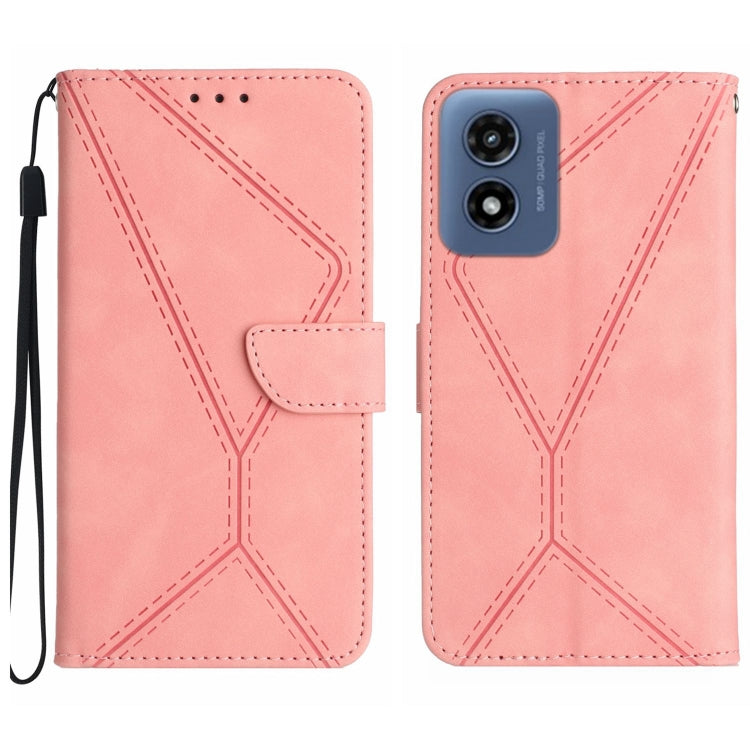 For Motorola Moto G Play 5G 2024 Stitching Embossed Leather Phone Case(Pink) - Motorola Cases by buy2fix | Online Shopping UK | buy2fix