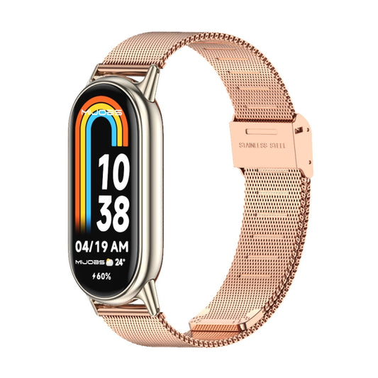 For Xiaomi Mi Band 8 / 9 / 9 NFC Mijobs Milan Buckle Metal Stainless Steel Watch Band(Rose Gold+Light Gold) - Watch Bands by MIJOBS | Online Shopping UK | buy2fix