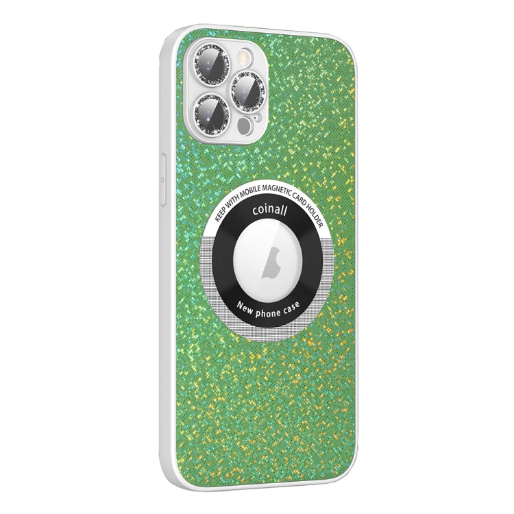 For iPhone 14 Pro Colorful Glitter Magnetic Magsafe TPU + PC Phone Case(Colorful Green) - iPhone 14 Pro Cases by buy2fix | Online Shopping UK | buy2fix