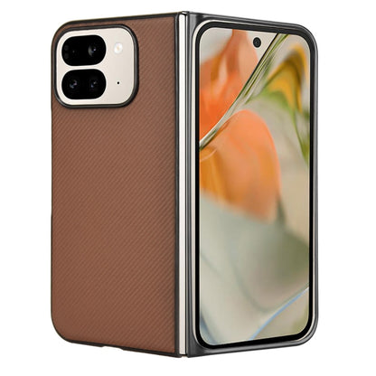 For Google Pixel 9 Pro Fold PU Leather PC Phone Case(Brown) - Google Cases by buy2fix | Online Shopping UK | buy2fix