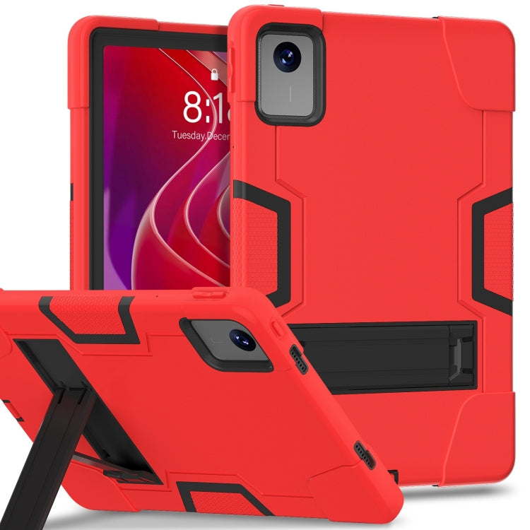 For Lenovo Tab M11/ Xiaoxin Pad 11 2024 Contrast Color Silicone Hybrid PC Tablet Case with Holder(Red Black) - Lenovo by buy2fix | Online Shopping UK | buy2fix