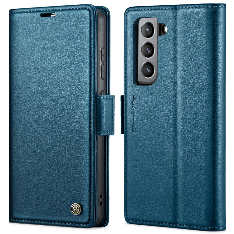 For Samsung Galaxy S21 FE 5G CaseMe 023 Butterfly Buckle Litchi Texture RFID Anti-theft Leather Phone Case(Blue) - Galaxy Phone Cases by CaseMe | Online Shopping UK | buy2fix