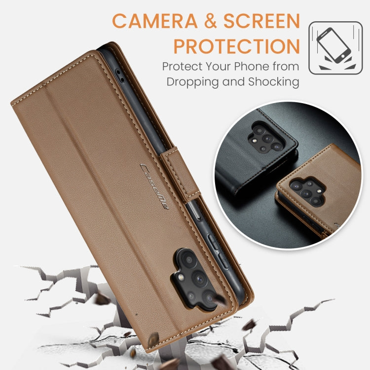 For Samsung Galaxy A32 5G / M32 5G CaseMe 023 Butterfly Buckle Litchi Texture RFID Anti-theft Leather Phone Case(Brown) - Galaxy Phone Cases by CaseMe | Online Shopping UK | buy2fix