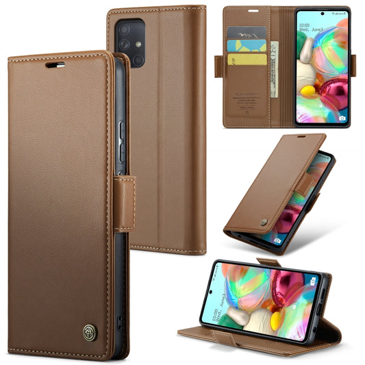 For Samsung Galaxy A71 4G CaseMe 023 Butterfly Buckle Litchi Texture RFID Anti-theft Leather Phone Case(Brown) - Galaxy Phone Cases by CaseMe | Online Shopping UK | buy2fix