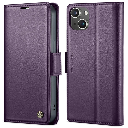 For iPhone 14 CaseMe 023 Butterfly Buckle Litchi Texture RFID Anti-theft Leather Phone Case(Pearly Purple) - iPhone 14 Cases by CaseMe | Online Shopping UK | buy2fix