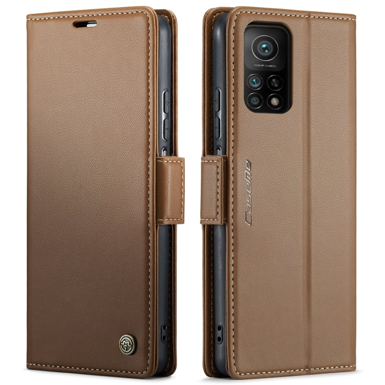 For Xiaomi Mi 10T 5G／10T Pro 5G CaseMe 023 Butterfly Buckle Litchi Texture RFID Anti-theft Leather Phone Case(Brown) - Xiaomi Cases by CaseMe | Online Shopping UK | buy2fix