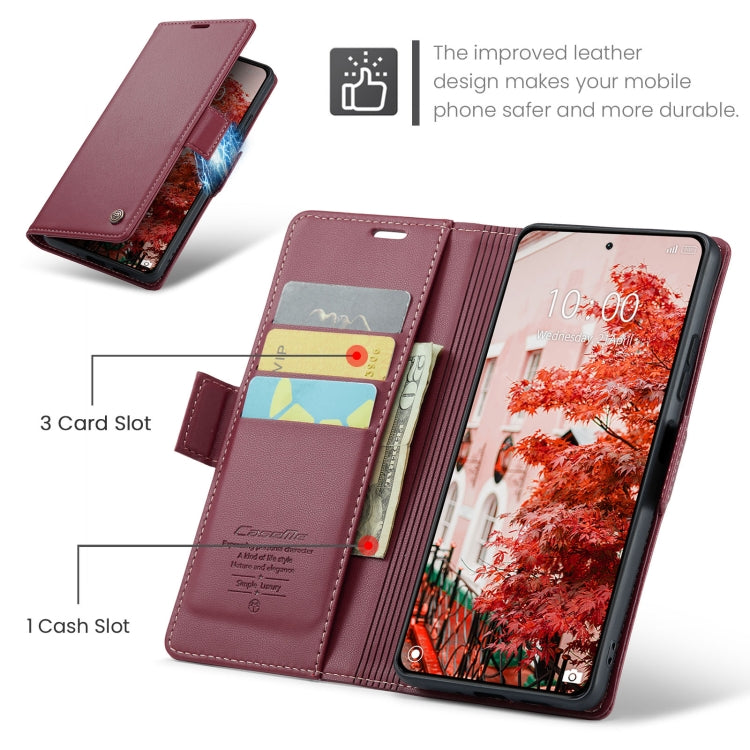 For Xiaomi 14 Pro CaseMe 023 Butterfly Buckle Litchi Texture RFID Anti-theft Leather Phone Case(Wine Red) - 14 Pro Cases by CaseMe | Online Shopping UK | buy2fix