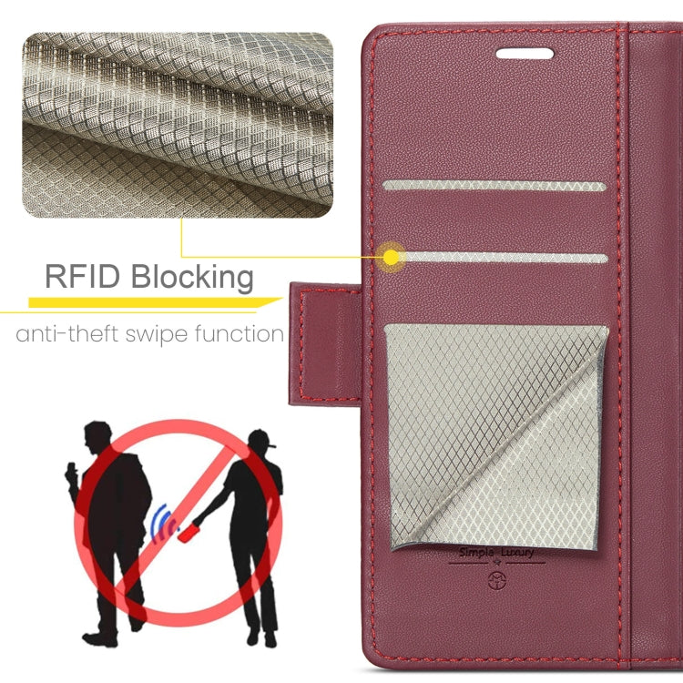 For Xiaomi Redmi Note 13 Pro 5G CaseMe 023 Butterfly Buckle Litchi Texture RFID Anti-theft Leather Phone Case(Wine Red) - Xiaomi Cases by CaseMe | Online Shopping UK | buy2fix