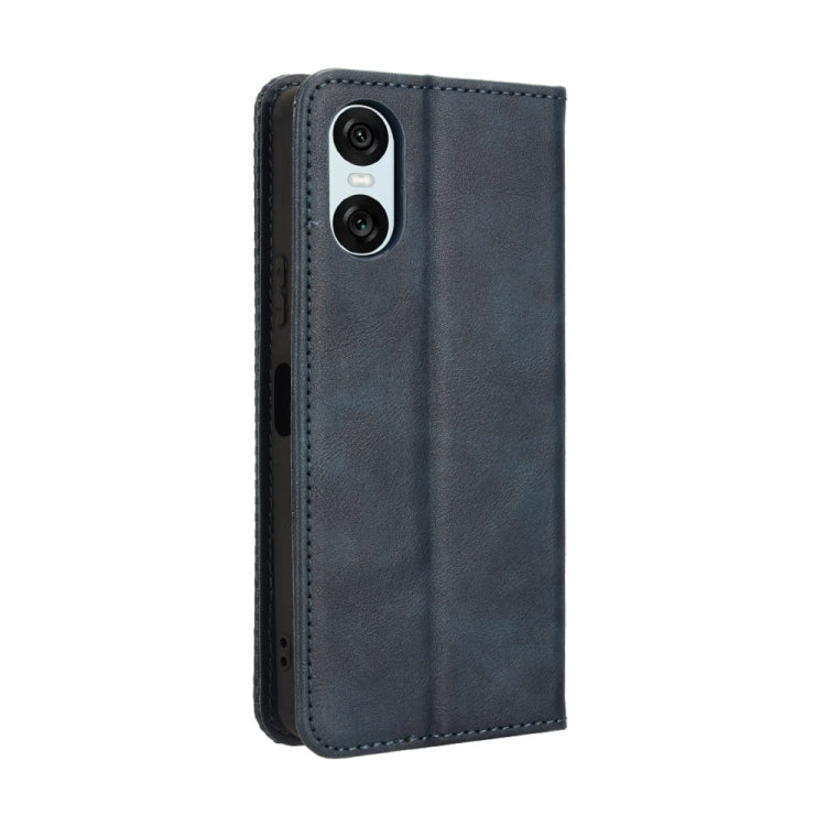 For Sony Xperia 10 VI 2024 Magnetic Buckle Retro Texture Leather Phone Case(Blue) - Sony Cases by buy2fix | Online Shopping UK | buy2fix