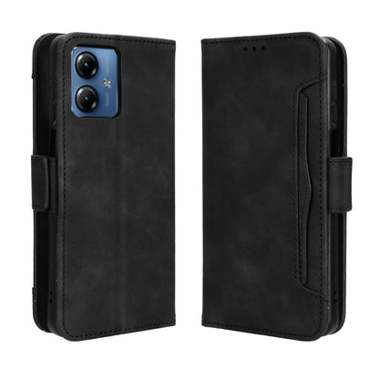 For Motorola Moto G14 4G Skin Feel Calf Texture Card Slots Leather Phone Case(Black) - Motorola Cases by buy2fix | Online Shopping UK | buy2fix