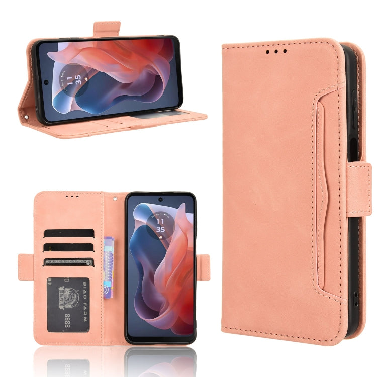 For Motorola Moto G Play 4G 2024 Skin Feel Calf Texture Card Slots Leather Phone Case(Pink) - Motorola Cases by buy2fix | Online Shopping UK | buy2fix