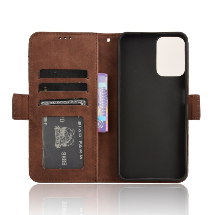 For Motorola Moto G34 5G Skin Feel Calf Texture Card Slots Leather Phone Case(Brown) - Motorola Cases by buy2fix | Online Shopping UK | buy2fix