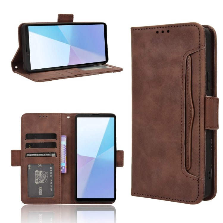 For Sony Xperia 10 VI 2024 Skin Feel Calf Texture Card Slots Leather Phone Case(Brown) - Sony Cases by buy2fix | Online Shopping UK | buy2fix