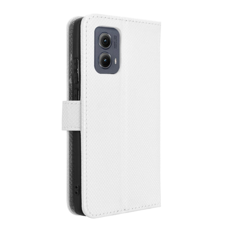 For Motorola Edge 2024 5G Diamond Texture Leather Phone Case(White) - Motorola Cases by buy2fix | Online Shopping UK | buy2fix