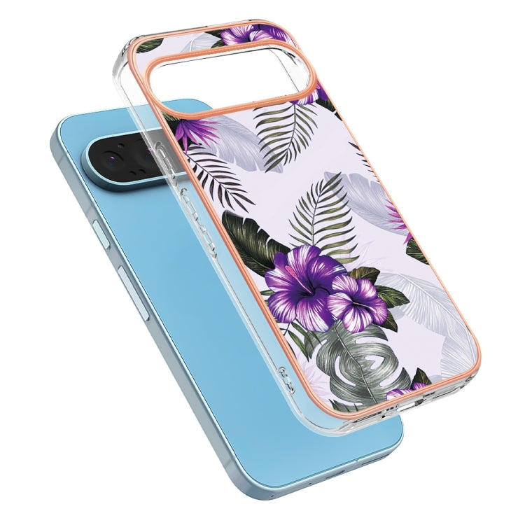 For Google Pixel 9 / 9 Pro Electroplating IMD TPU Phone Case(Purple Flower) - Google Cases by buy2fix | Online Shopping UK | buy2fix