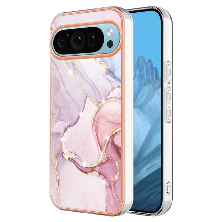 For Google Pixel 9 / 9 Pro Electroplating Marble Dual-side IMD Phone Case(Rose Gold 005) - Google Cases by buy2fix | Online Shopping UK | buy2fix