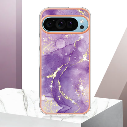 For Google Pixel 9 Pro XL Electroplating Marble Dual-side IMD Phone Case(Purple 002) - Google Cases by buy2fix | Online Shopping UK | buy2fix