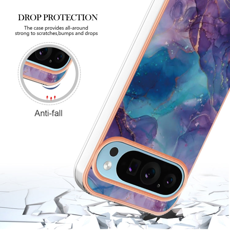 For Google Pixel 9 Pro XL Electroplating Marble Dual-side IMD Phone Case(Purple 016) - Google Cases by buy2fix | Online Shopping UK | buy2fix