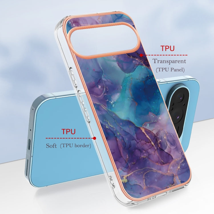 For Google Pixel 9 Pro XL Electroplating Marble Dual-side IMD Phone Case(Purple 016) - Google Cases by buy2fix | Online Shopping UK | buy2fix