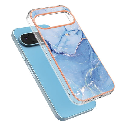 For Google Pixel 9 Pro XL Electroplating Marble Dual-side IMD Phone Case(Blue 018) - Google Cases by buy2fix | Online Shopping UK | buy2fix