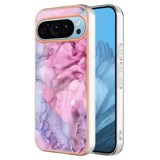 For Google Pixel 9 Pro XL Electroplating Marble Dual-side IMD Phone Case(Pink 013) - Google Cases by buy2fix | Online Shopping UK | buy2fix