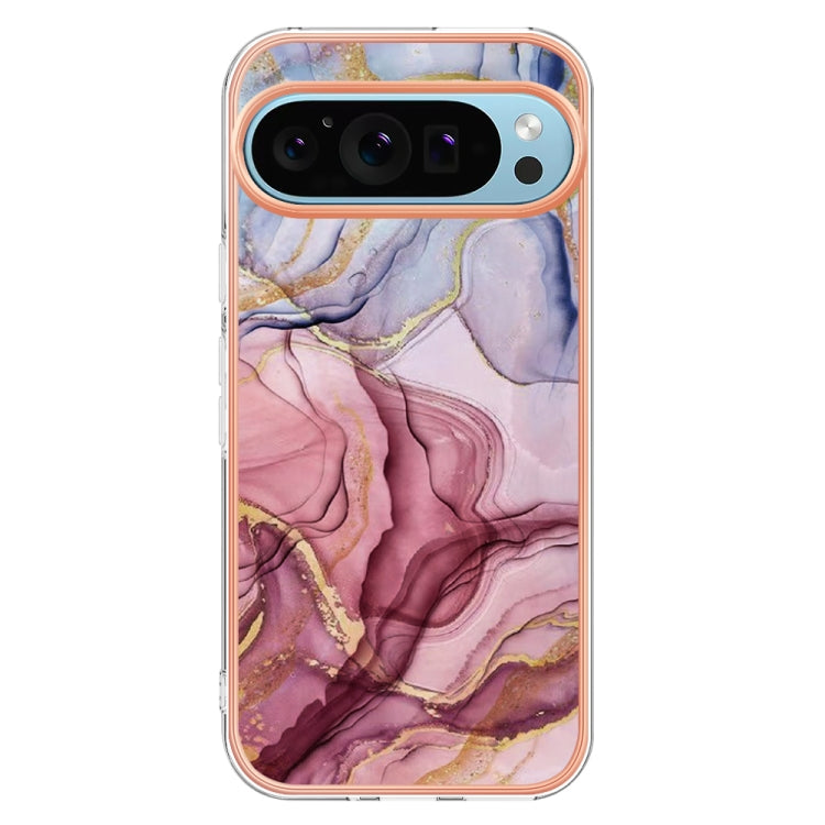 For Google Pixel 9 Pro XL Electroplating Marble Dual-side IMD Phone Case(Rose Red 014) - Google Cases by buy2fix | Online Shopping UK | buy2fix