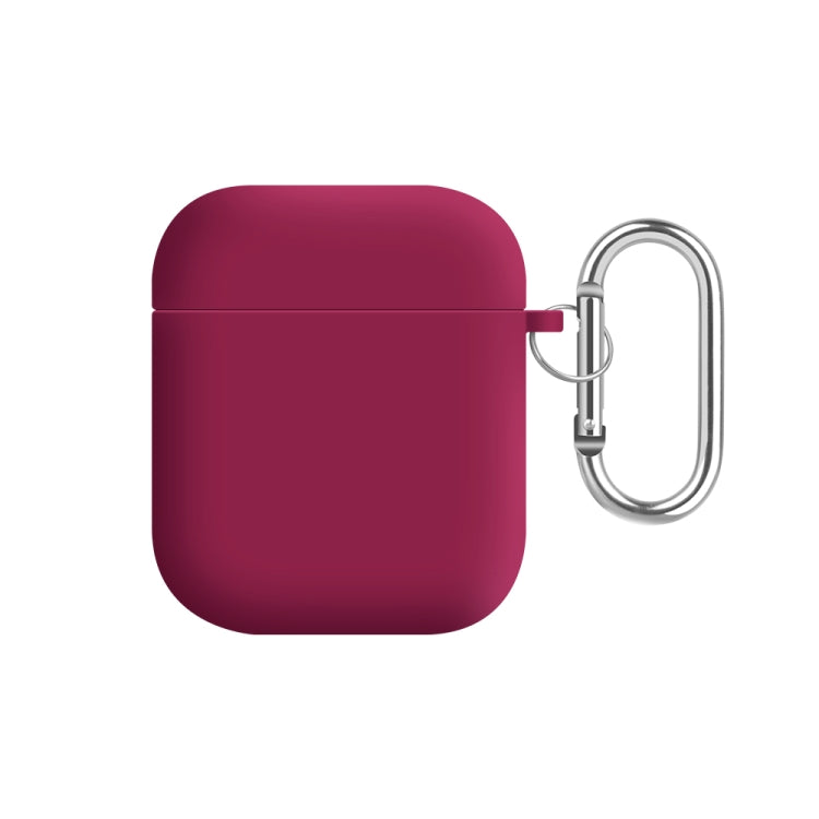 For AirPods 2 / 1 PC Lining Silicone Bluetooth Earphone Protective Case(Rose Red) - For AirPods 1/2 by buy2fix | Online Shopping UK | buy2fix