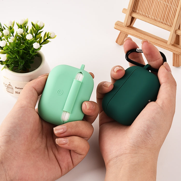 For AirPods 2 / 1 PC Lining Silicone Bluetooth Earphone Protective Case(Pine Needle Green) - For AirPods 1/2 by buy2fix | Online Shopping UK | buy2fix