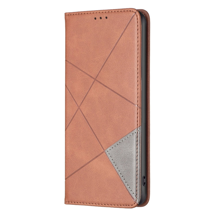 For Xiaomi Redmi Note 12S 4G / Note 11  Rhombus Texture Magnetic Leather Phone Case(Brown) - Xiaomi Cases by buy2fix | Online Shopping UK | buy2fix