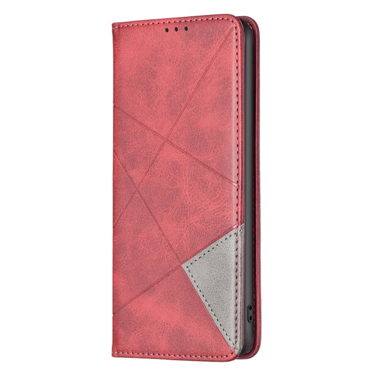 For Xiaomi Poco F5 5G / Redmi Note 12 Turbo Rhombus Texture Magnetic Leather Phone Case(Red) - Xiaomi Cases by buy2fix | Online Shopping UK | buy2fix