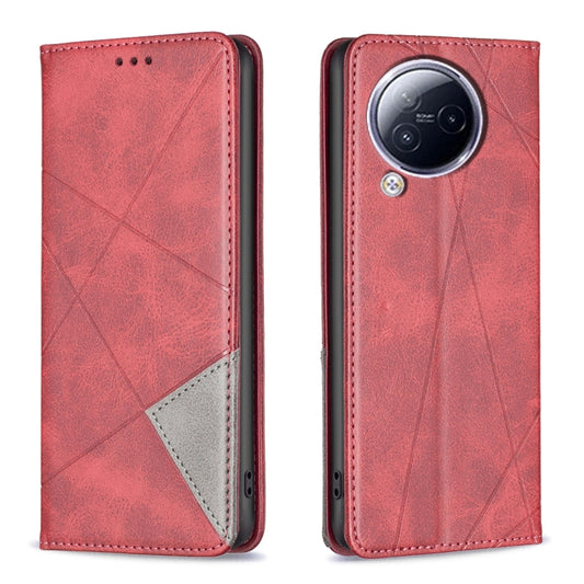 For Xiaomi Civi 3 5G Rhombus Texture Magnetic Leather Phone Case(Red) - Xiaomi Cases by buy2fix | Online Shopping UK | buy2fix