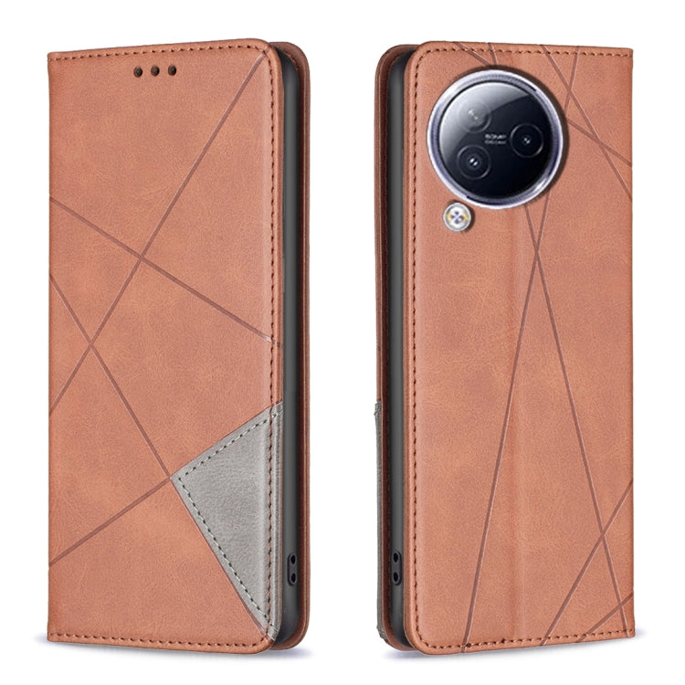 For Xiaomi Civi 3 5G Rhombus Texture Magnetic Leather Phone Case(Brown) - Xiaomi Cases by buy2fix | Online Shopping UK | buy2fix