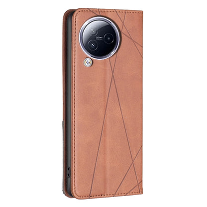 For Xiaomi Civi 3 5G Rhombus Texture Magnetic Leather Phone Case(Brown) - Xiaomi Cases by buy2fix | Online Shopping UK | buy2fix