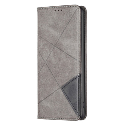 For Xiaomi Redmi Note 13 Pro+ 5G Rhombus Texture Magnetic Leather Phone Case(Grey) - Xiaomi Cases by buy2fix | Online Shopping UK | buy2fix