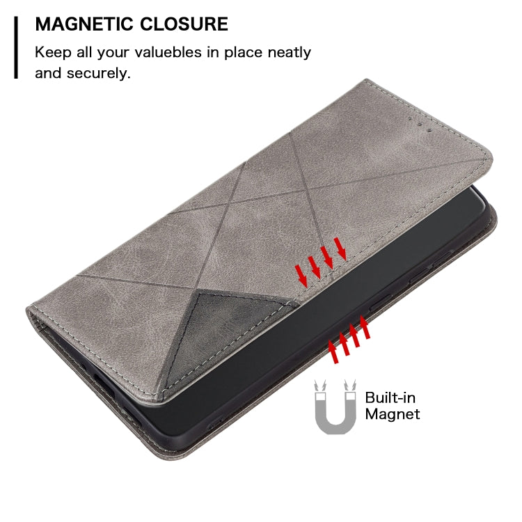 For Xiaomi Redmi K70 / K70 Pro Rhombus Texture Magnetic Leather Phone Case(Grey) - K70 Pro Cases by buy2fix | Online Shopping UK | buy2fix