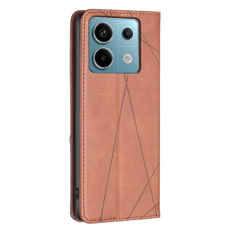 For Xiaomi Redmi Note 13 Pro 4G Global Rhombus Texture Magnetic Leather Phone Case(Brown) - Note 13 Pro Cases by buy2fix | Online Shopping UK | buy2fix