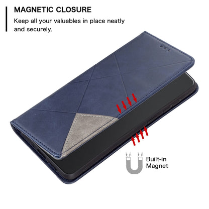 For Xiaomi Redmi Note 13 Pro 4G Global Rhombus Texture Magnetic Leather Phone Case(Blue) - Note 13 Pro Cases by buy2fix | Online Shopping UK | buy2fix